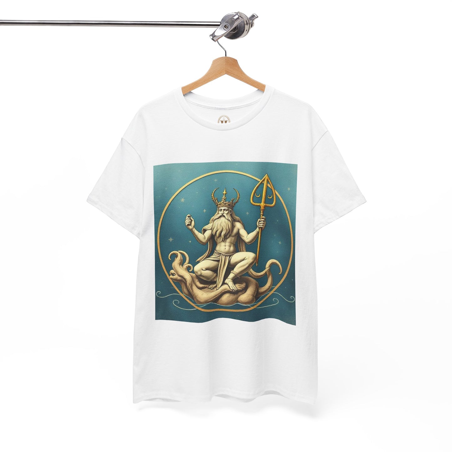 Unisex Heavy Cotton T-Shirt, Aquarius God 3v, Zodiac Design