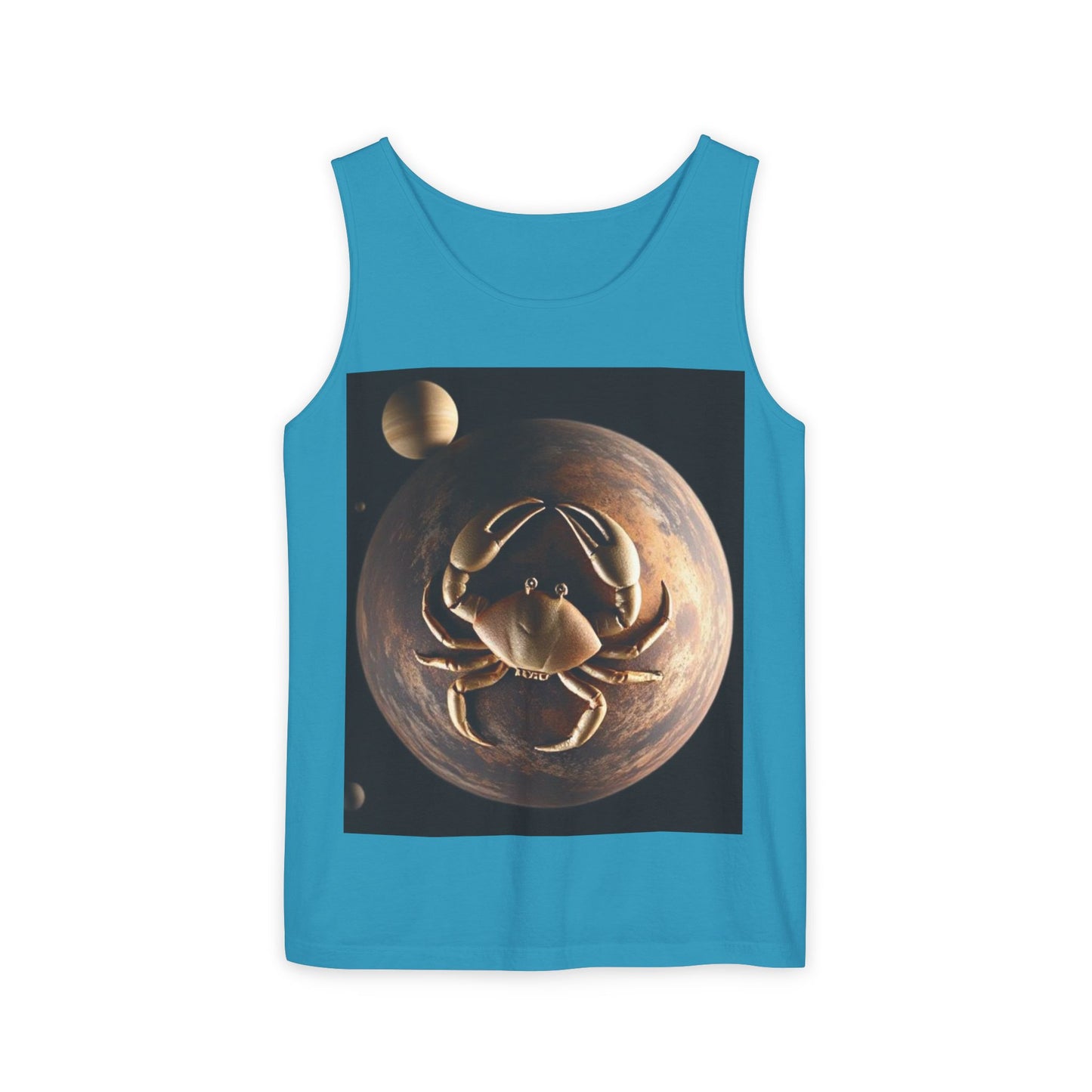 Unisex Garment-Dyed, Tank Top, Cancer Design, Planet Crab v1, 100% US cotton