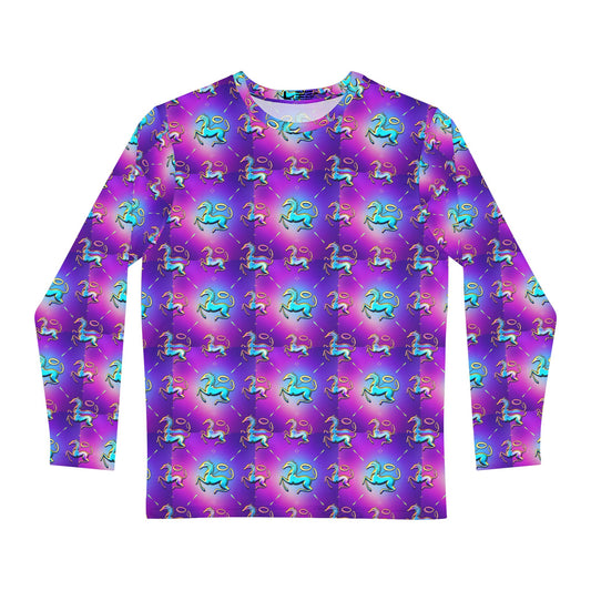 Men's Long Sleeve Shirt, (AOP), Aquarius, Zodiac v4, Pattern