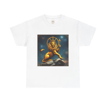 Unisex Heavy Cotton T-Shirt, King of Lions, Leo Zodiac Design