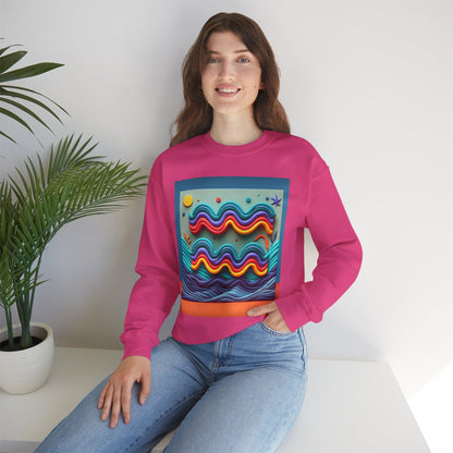 Unisex Heavy Blend™ Crewneck Sweatshirt, Water Painting, Aquarius Zodiac Design