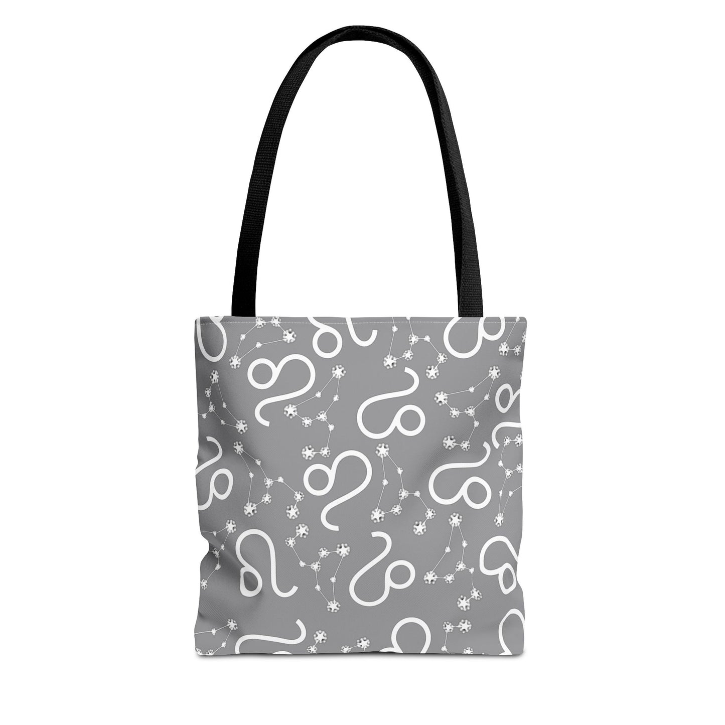 Tote Bag, Leo Zodiac Sign, AOP, (Grey, White)