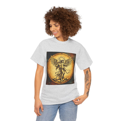 Unisex Heavy Cotton T-Shirt, Twin Angel v1, Gemini Zodiac Design