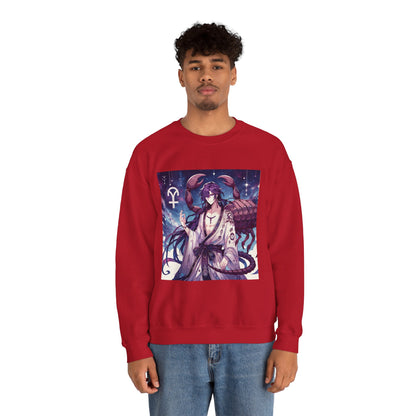 Unisex Heavy Blend™ Crewneck Sweatshirt, Scorpio Zodiac Design, purple scorpion anime