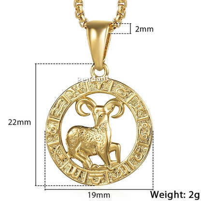 Men Woman 12 Zodiac Sign Gold Pendant Necklace Jewelry New