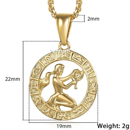 Men Woman 12 Zodiac Sign Gold Pendant Necklace Jewelry New