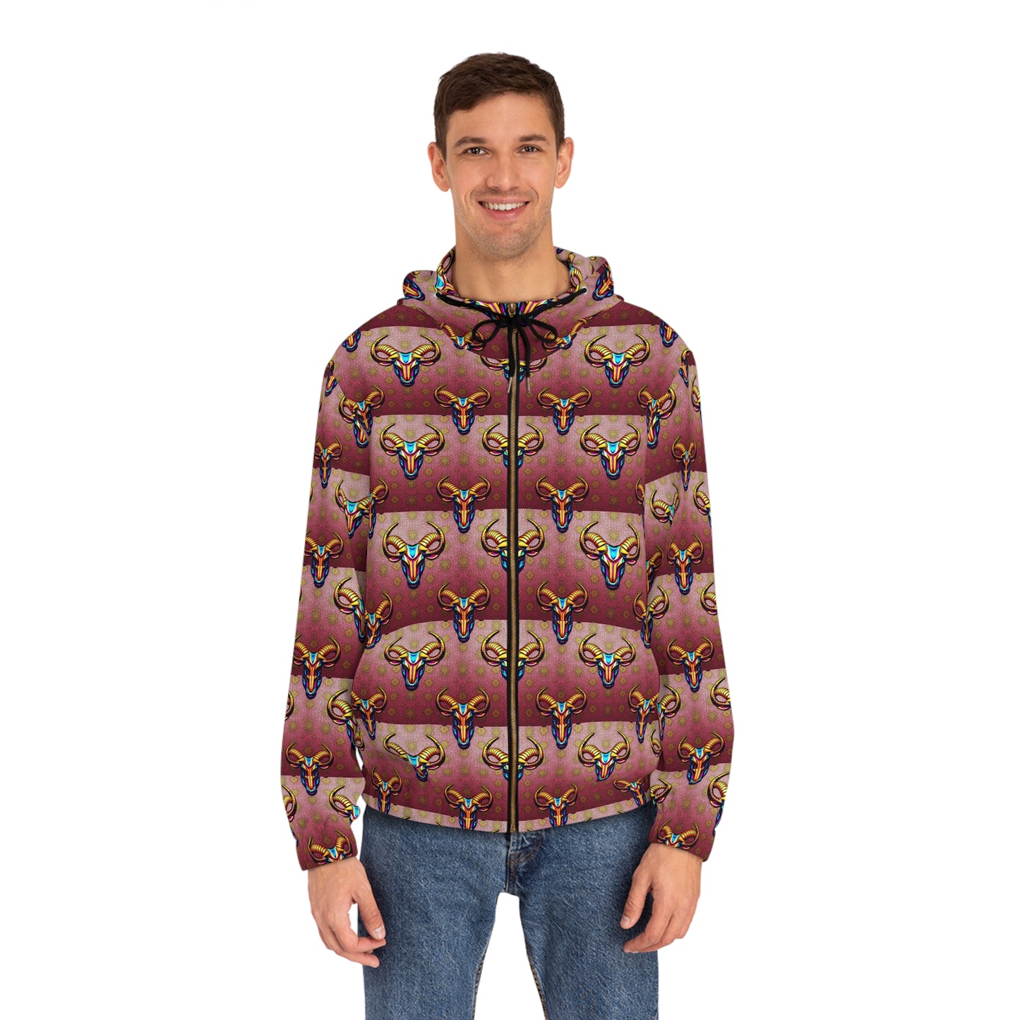 Full-Zip Hoodie (AOP), Taurus, Zodiac v3, Pattern