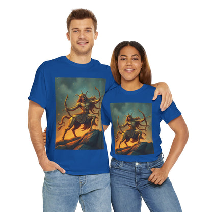 Unisex Heavy Cotton T-Shirt, Arrow Centaur v1, Sagittarius Zodiac Design
