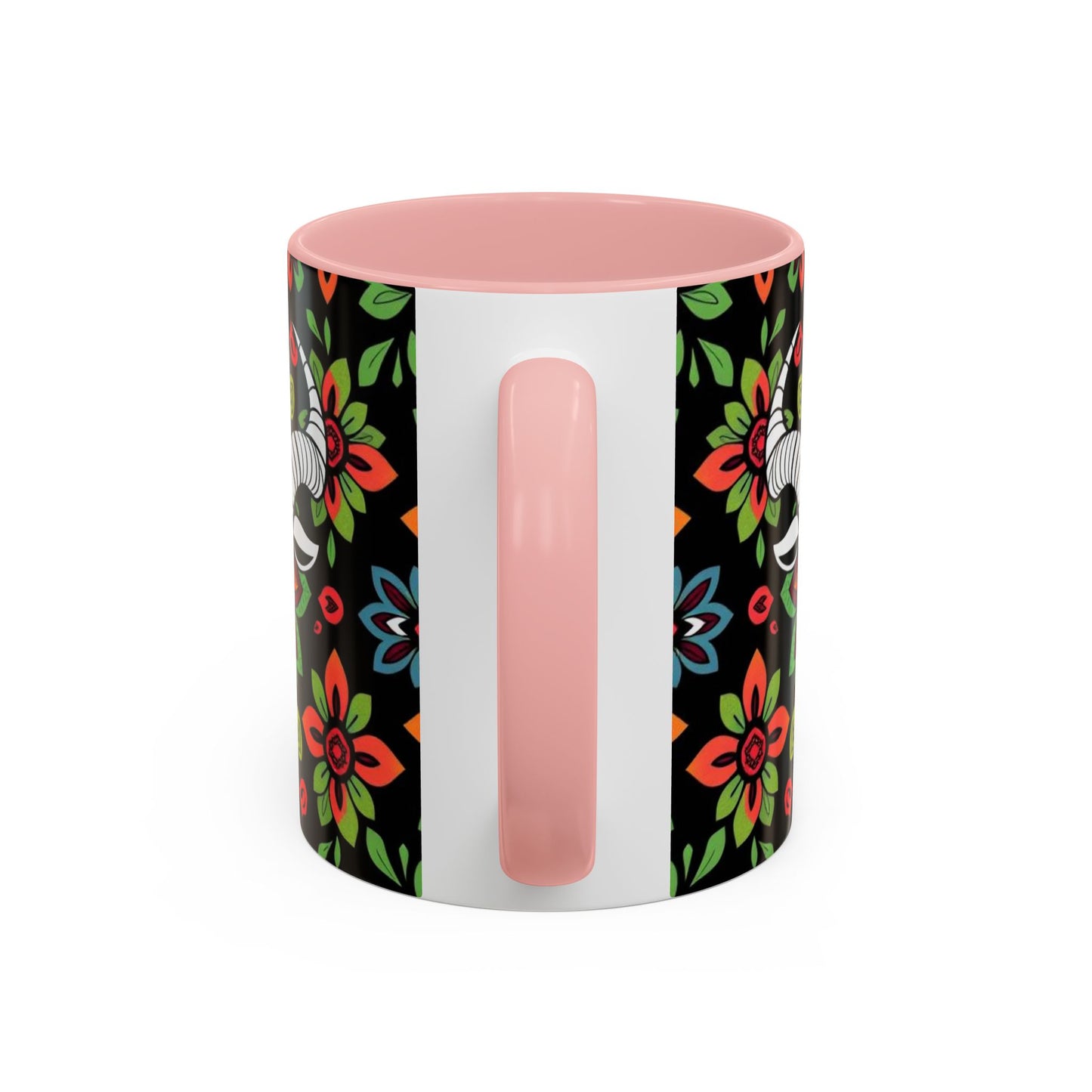 Accent Coffee Mug, Taurus, Zodiac v2. Flower Pattern, (11, 15oz)