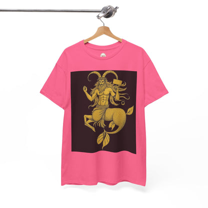 Unisex Heavy Cotton T-Shirt, Capricorn God, Zodiac Design