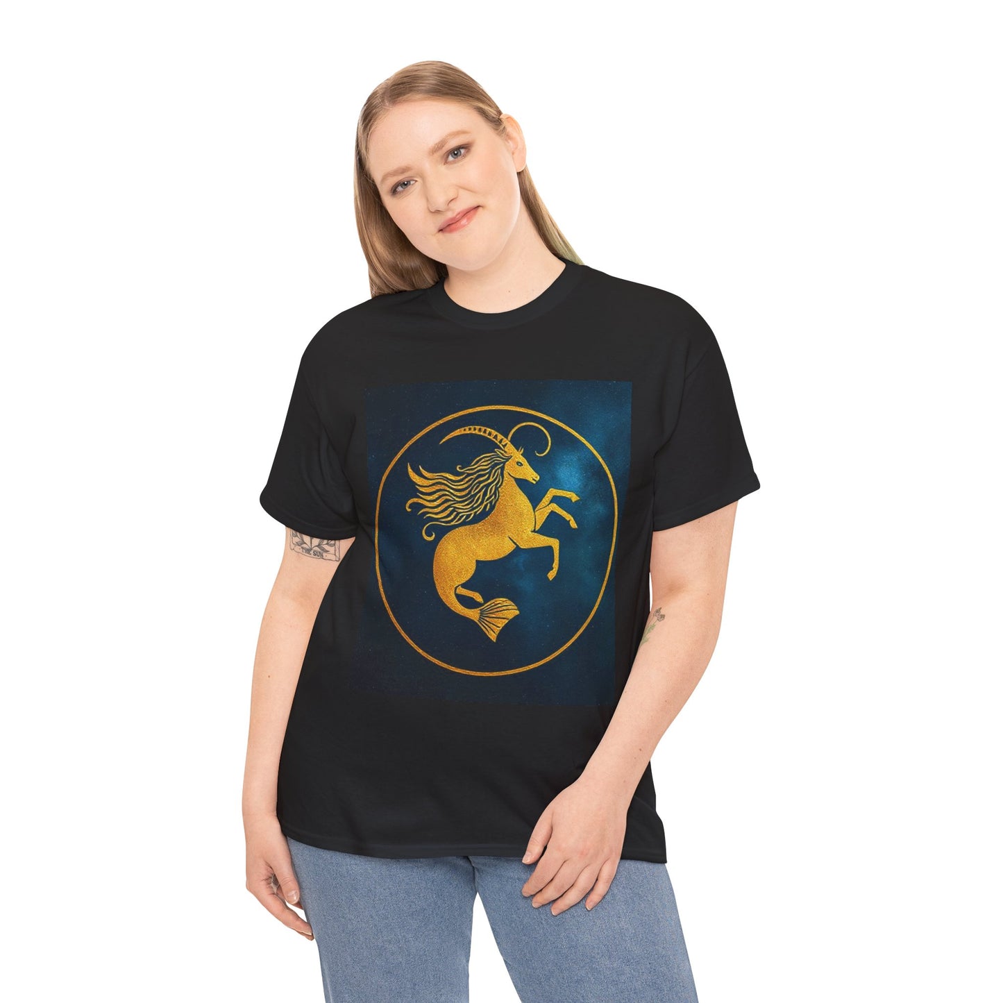 Unisex Heavy Cotton T-Shirt, Capricorn Animal v3, Symbol, Zodiac Design