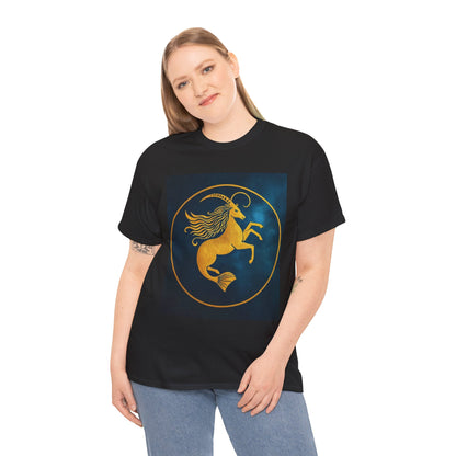 Unisex Heavy Cotton T-Shirt, Capricorn Animal v3, Symbol, Zodiac Design