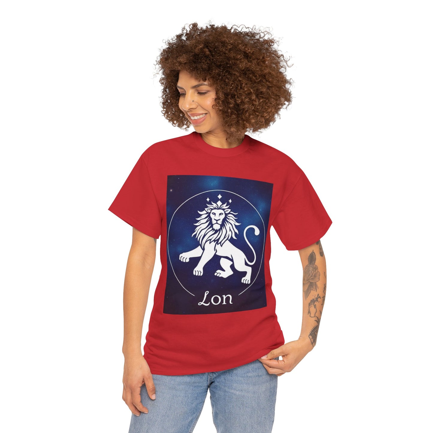 Unisex Heavy Cotton T-Shirt, Space Lion v1, Leo Zodiac Design