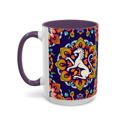 Accent Coffee Mug, Virgo, Zodiac v4. Flower Pattern, (11, 15oz)
