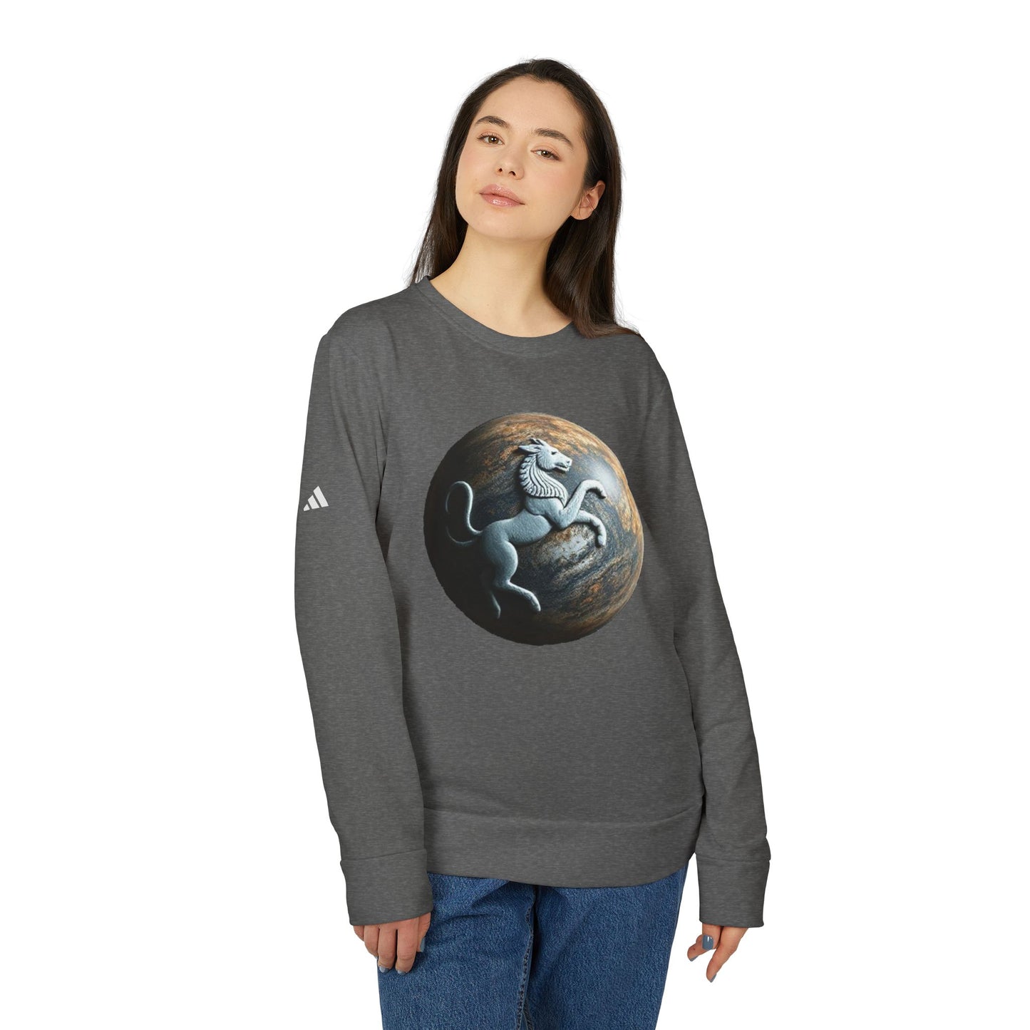 Adidas, Unisex Fleece Crewneck Sweatshirt, Aquarius, Planet Animal, Zodiac