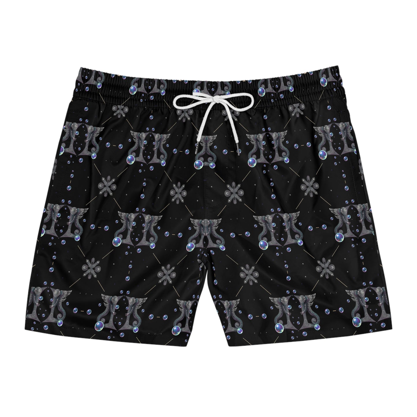 Men's Mid-Length Swim Shorts, (AOP), Gemini, Zodiac v3, Bubble Pattern