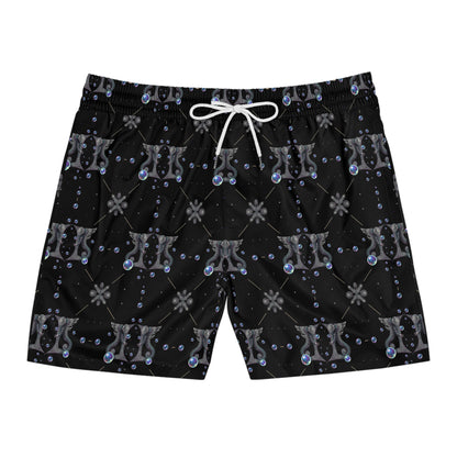 Men's Mid-Length Swim Shorts, (AOP), Gemini, Zodiac v3, Bubble Pattern