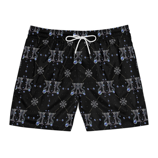 Men's Mid-Length Swim Shorts, (AOP), Gemini, Zodiac v3, Bubble Pattern