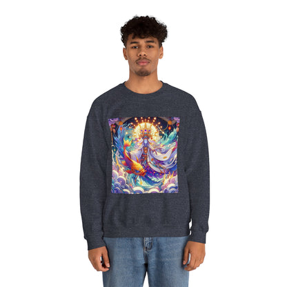 Unisex Heavy Blend™ Crewneck Sweatshirt, Anime Pisces King, Zodiac Design
