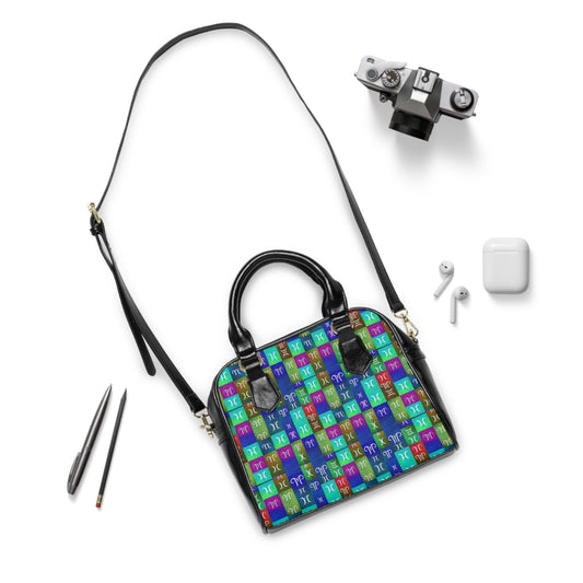 Shoulder Handbag, Aquarius, Zodiac v2, Shapes Pattern