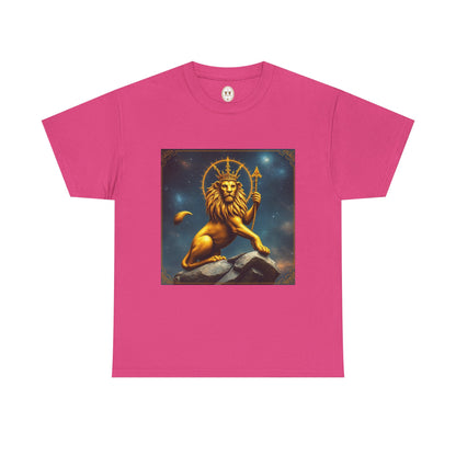 Unisex Heavy Cotton T-Shirt, King of Lions, Leo Zodiac Design