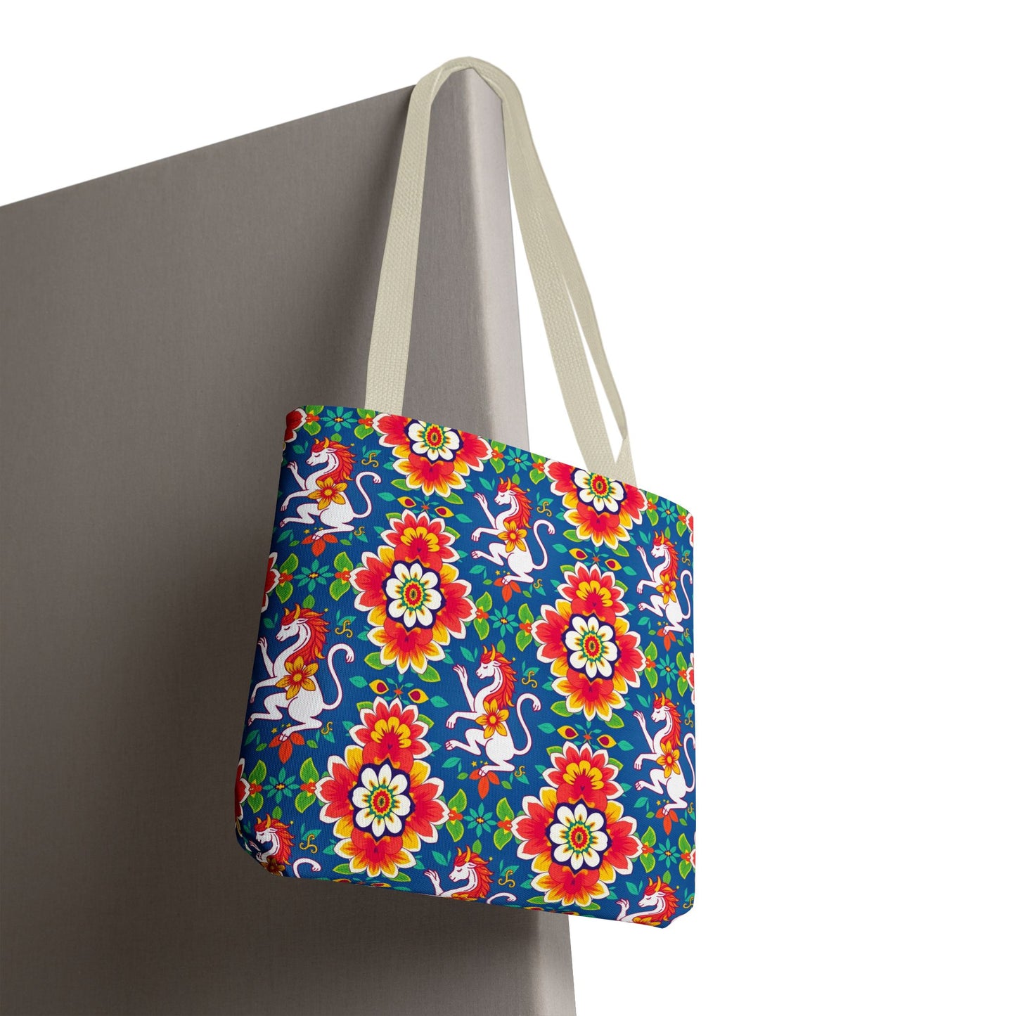 Tote Bag, (AOP), Virgo, Zodiac v2, Flower Pattern