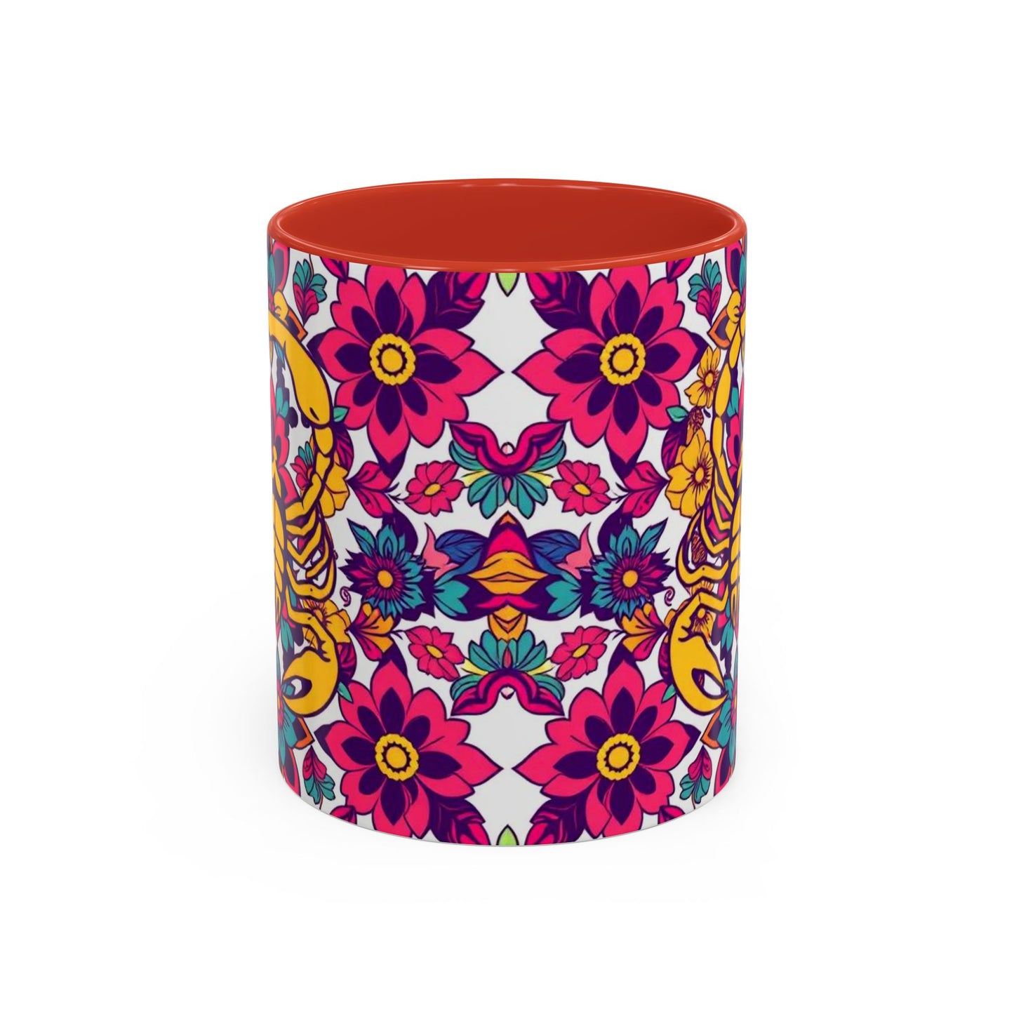 Accent Coffee Mug, Scorpio, Zodiac v2. Flower Pattern, (11, 15oz)