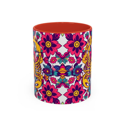 Accent Coffee Mug, Scorpio, Zodiac v2. Flower Pattern, (11, 15oz)