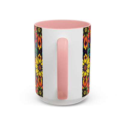 Accent Coffee Mug, Capricorn, Zodiac v4, Flower Pattern, (11, 15oz)