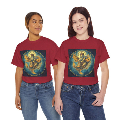 Unisex Heavy Cotton T-Shirt, Pisces King v1, Zodiac Design