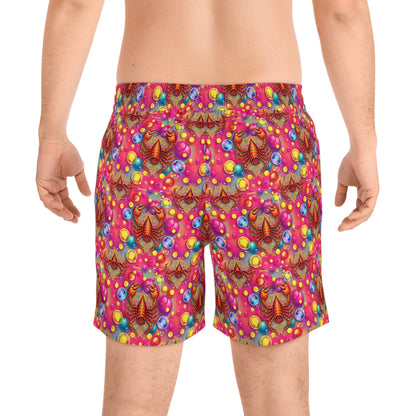 Men's Mid-Length Swim Shorts, (AOP), Scorpio, Zodiac v3, Bubble Pattern
