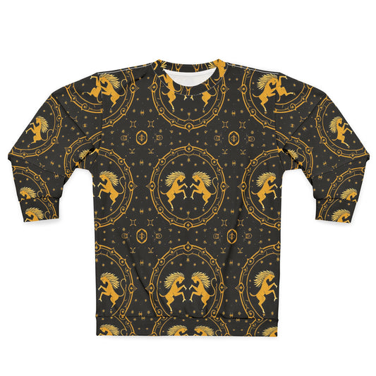 Unisex Sweatshirt, Zodiac Design, Pattern, Gemini, AOP