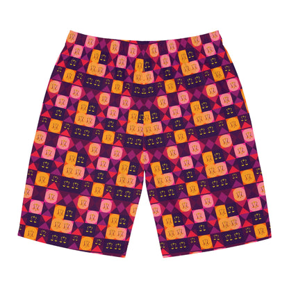 Men's Board Shorts, (AOP), Libra, Zodiac v1, Shape Pattern