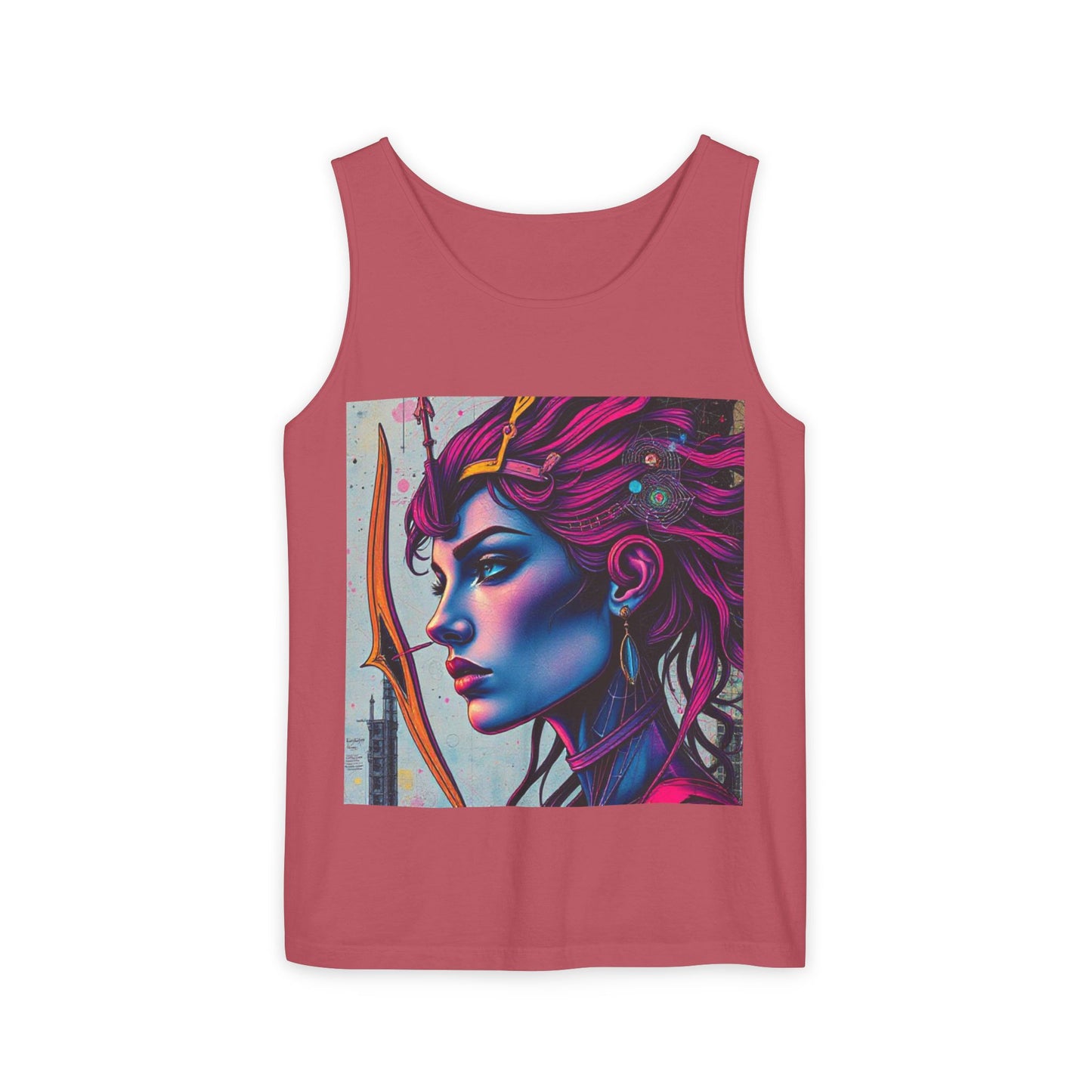 Unisex Garment-Dyed, Tank Top, Sagittarius Design, Pop Art, 100% US cotton