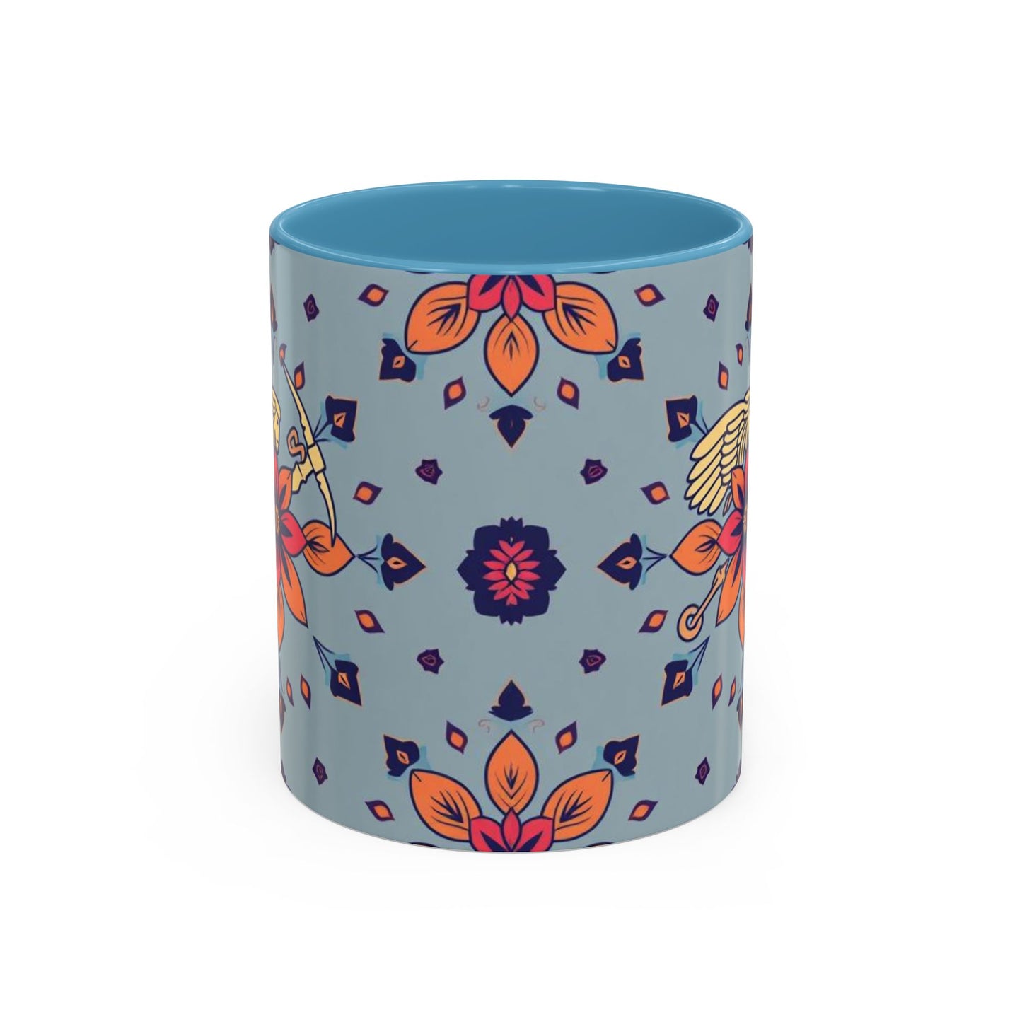 Accent Coffee Mug, Sagittarius, Zodiac v3. Flower Pattern, (11, 15oz)