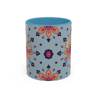 Accent Coffee Mug, Sagittarius, Zodiac v3. Flower Pattern, (11, 15oz)
