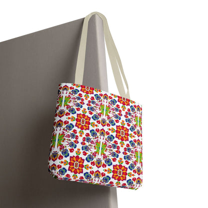 Tote Bag, (AOP), Libra, Zodiac v5, Flower Pattern