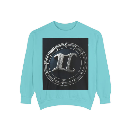 Garment-Dyed Sweatshirt, Unisex, Space Symbol Design v1, Gemini