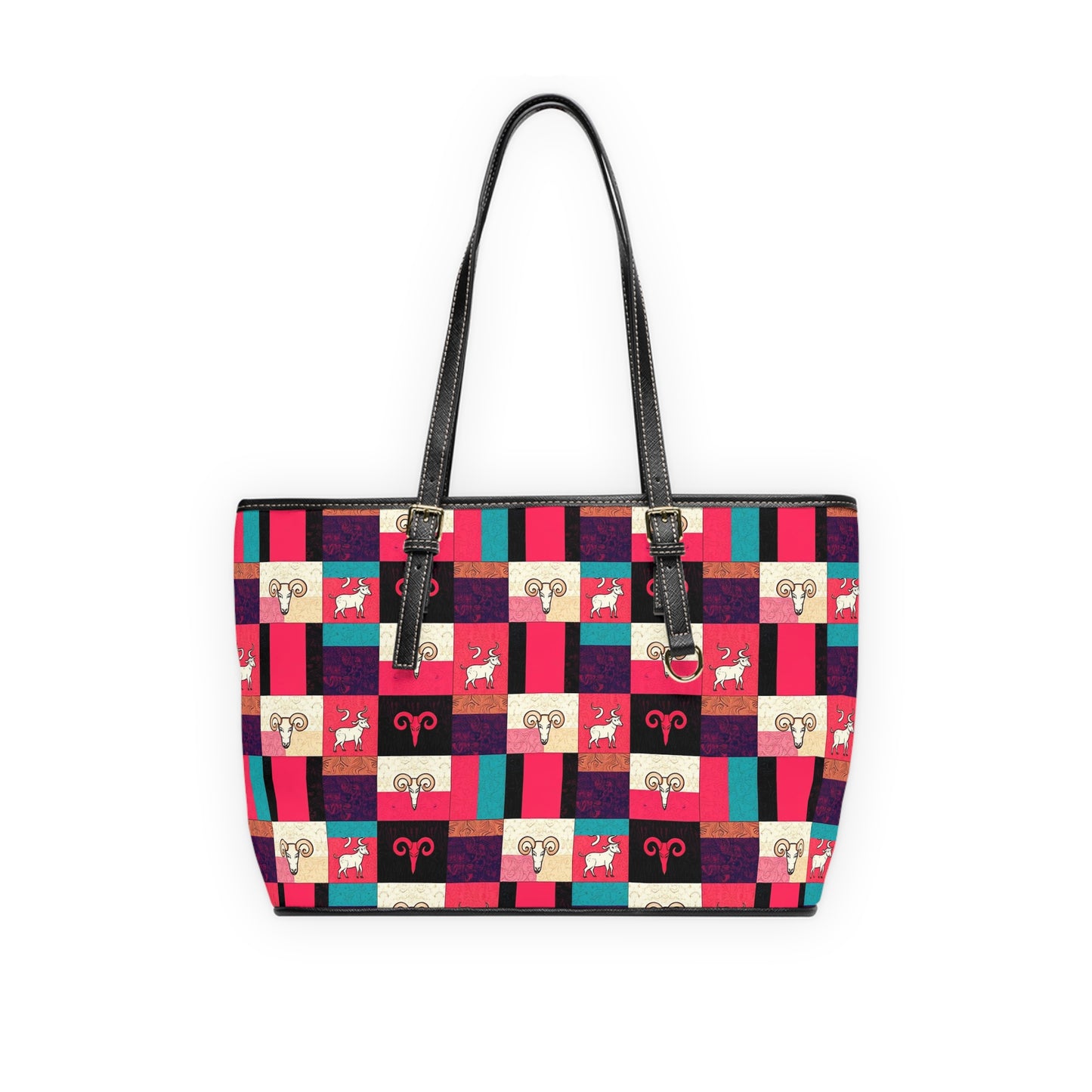 Leather Shoulder Bag, Taurus, Zodiac v4, Shapes Pattern
