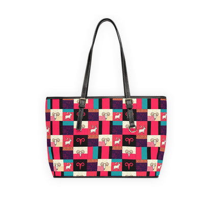 Leather Shoulder Bag, Taurus, Zodiac v4, Shapes Pattern