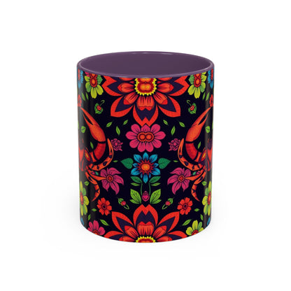 Accent Coffee Mug, Cancer, Zodiac v4, Flower Pattern, (11, 15oz)