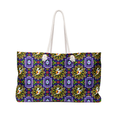 Weekender Bag, Sagittarius, Zodiac v1, Flower Pattern