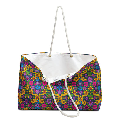 Weekender Bag, Gemini, Zodiac v4, Flower Pattern