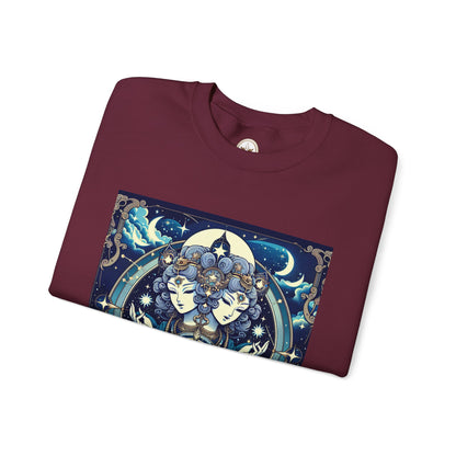 Unisex Heavy Blend™ Crewneck Sweatshirt,Twin Body, Gemini Zodiac Design