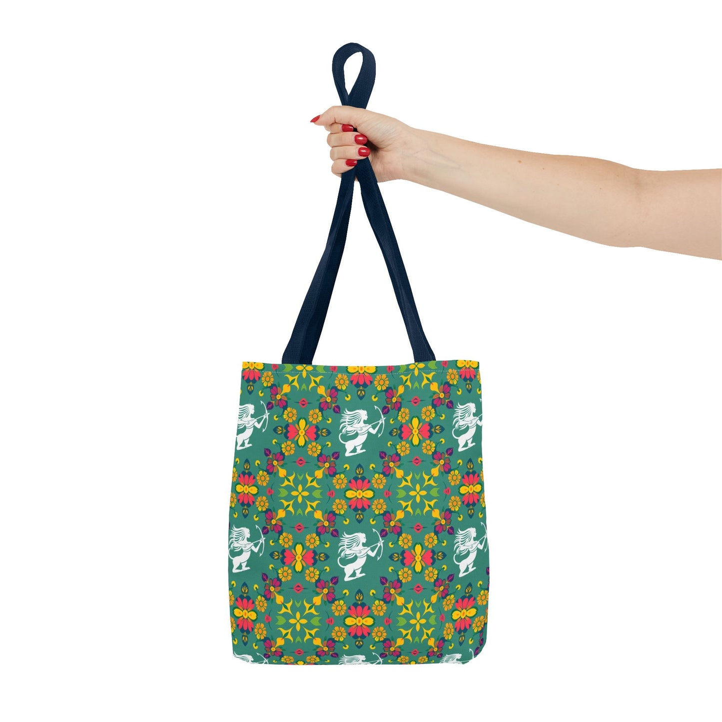 Tote Bag, (AOP), Sagittarius, Zodiac v6, Flower Pattern