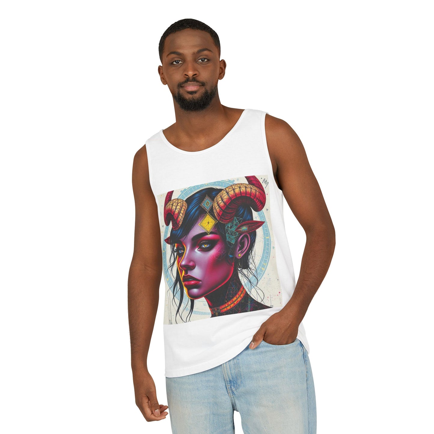 Unisex Garment-Dyed, Tank Top, Taurus Design, Pop Art v2, 100% US cotton