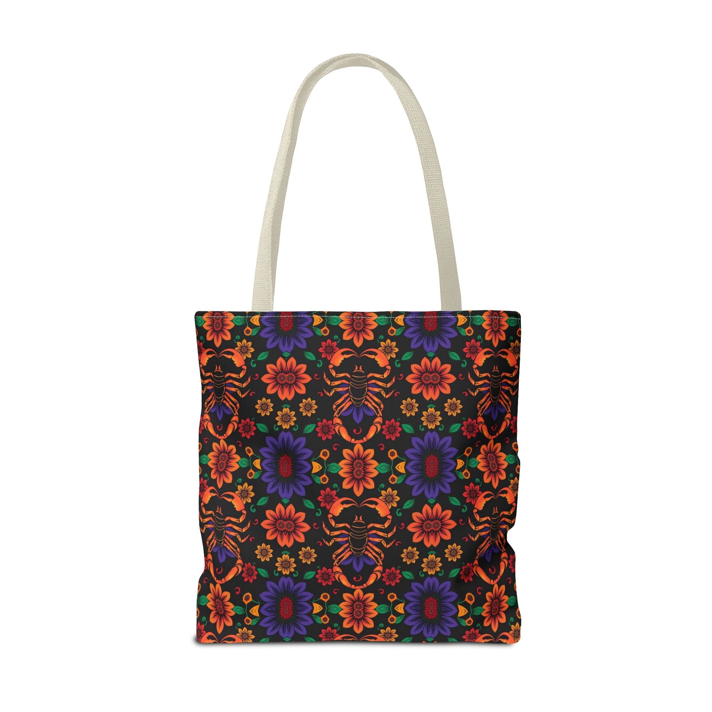 Tote Bag, (AOP), Scorpio, Zodiac v6, Flower Pattern