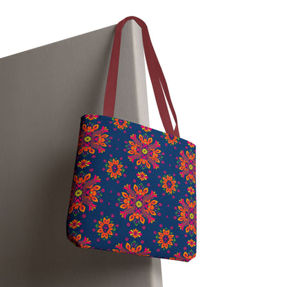 Tote Bag (AOP), Gemini, Zodiac v2, Flower Pattern