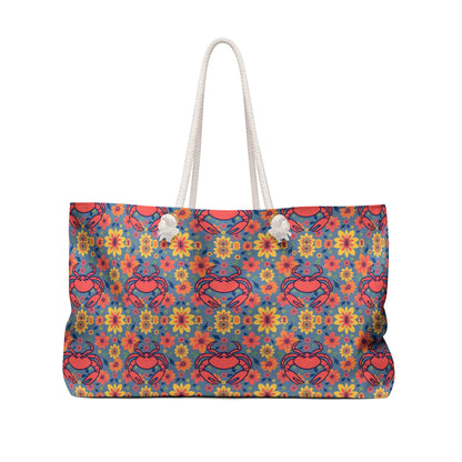 Weekender Bag, Cancer, Zodiac v2, Flower Pattern
