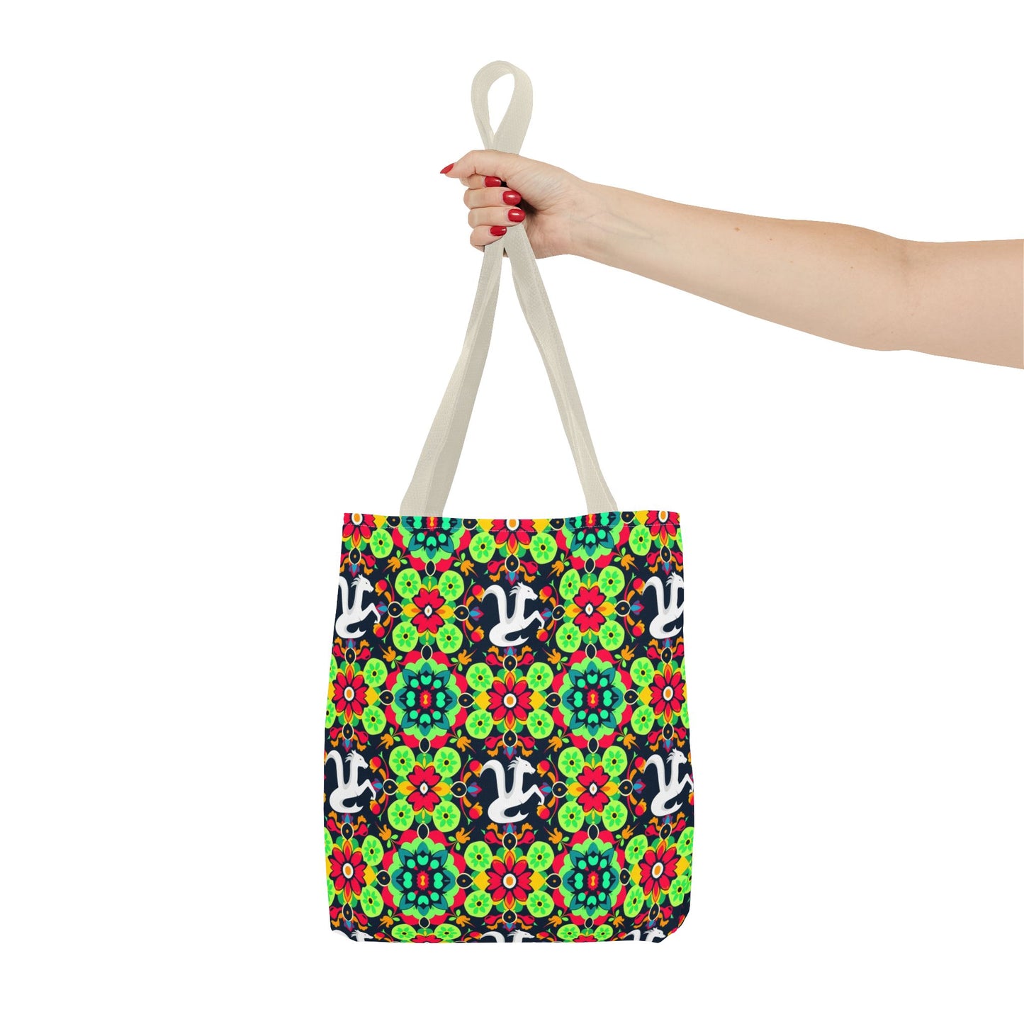 Tote Bag, (AOP), Aquarius, Zodiac v4, Flower Pattern